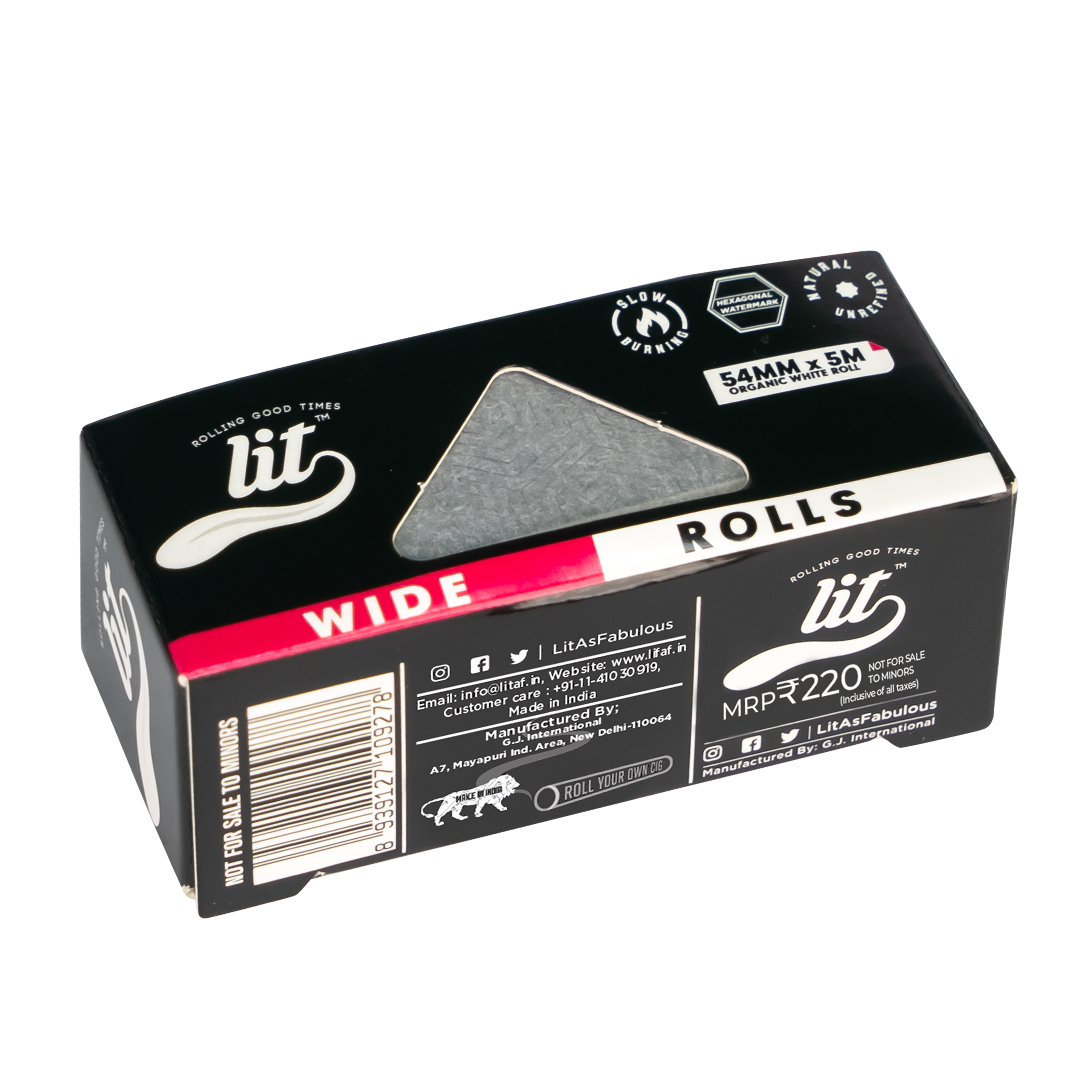 LIT WIDE ROLLS – Organic White Rolling paper roll • 54mm x 5M