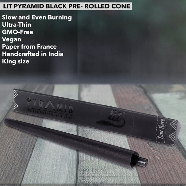 LIT PYRAMID BLACK PRE ROLLED CONE!