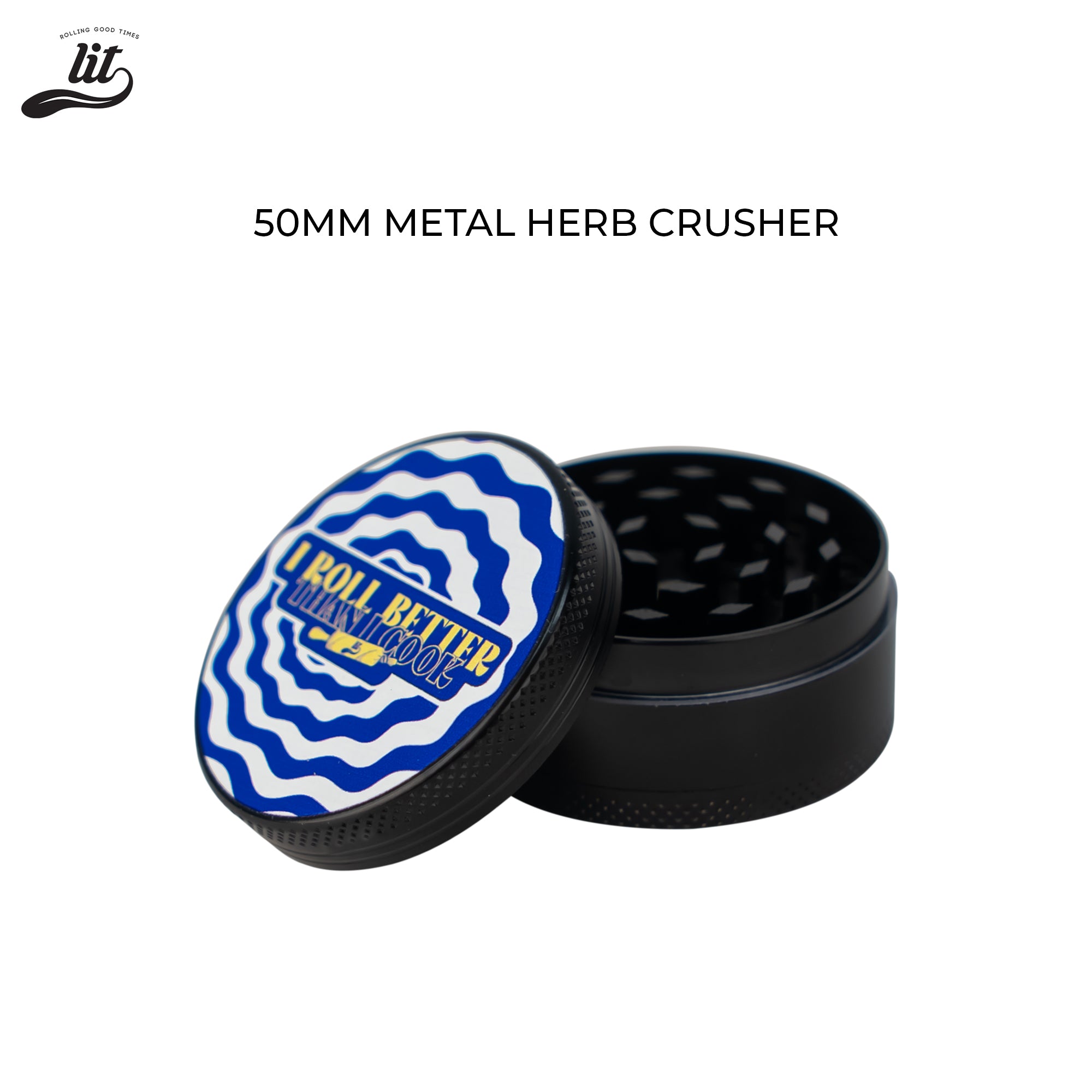 LIT I ROLL Better Than Cook Premium Metallic Herb Grinder (50mm) Herb Grinder | Herb Crusher | LITAF Accessories Black