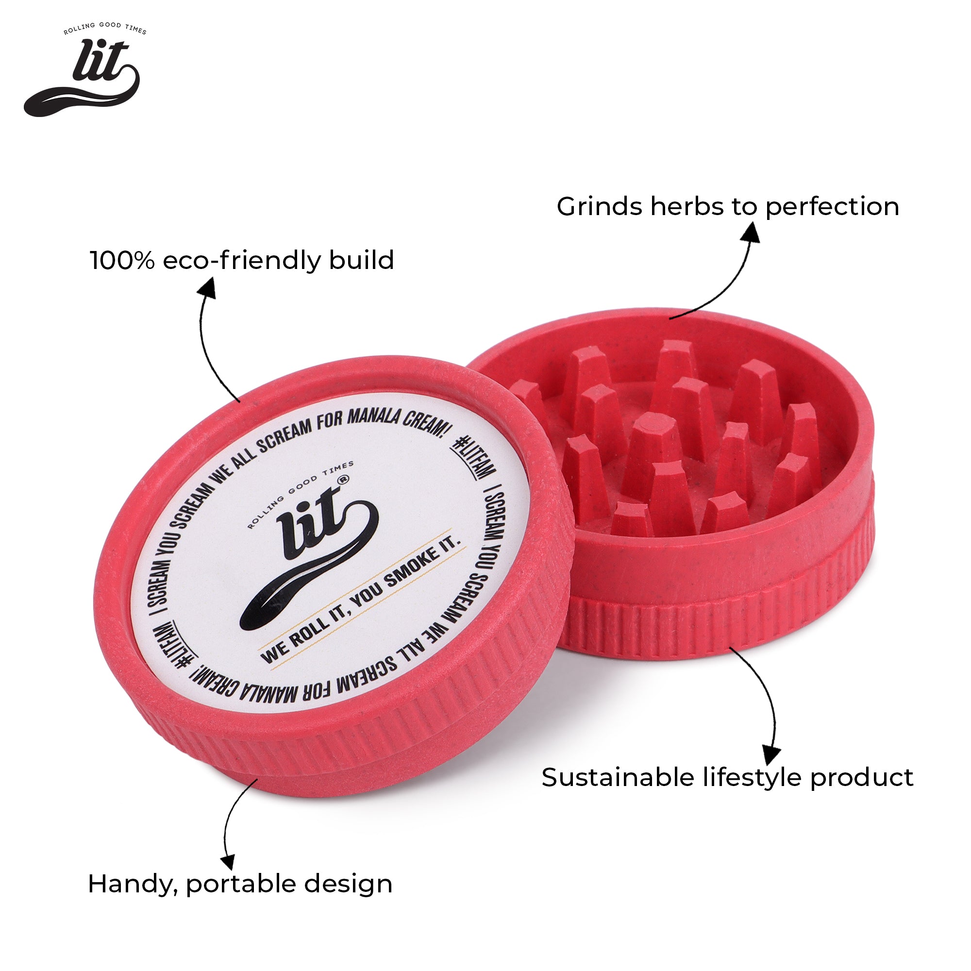 LIT BIODEGRADABLE HERB GRINDER - ECO-FRIENDLY GRINDING SOLUTION FOR FRESH HERBS