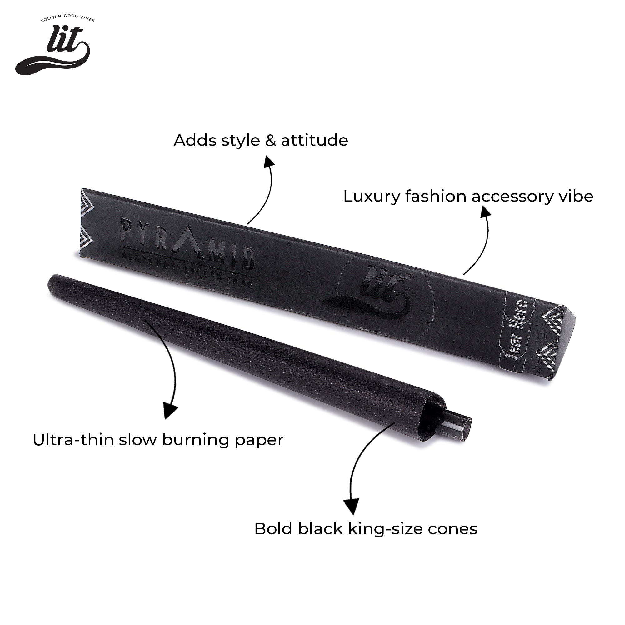 LIT PYRAMID BLACK PRE ROLLED CONE!