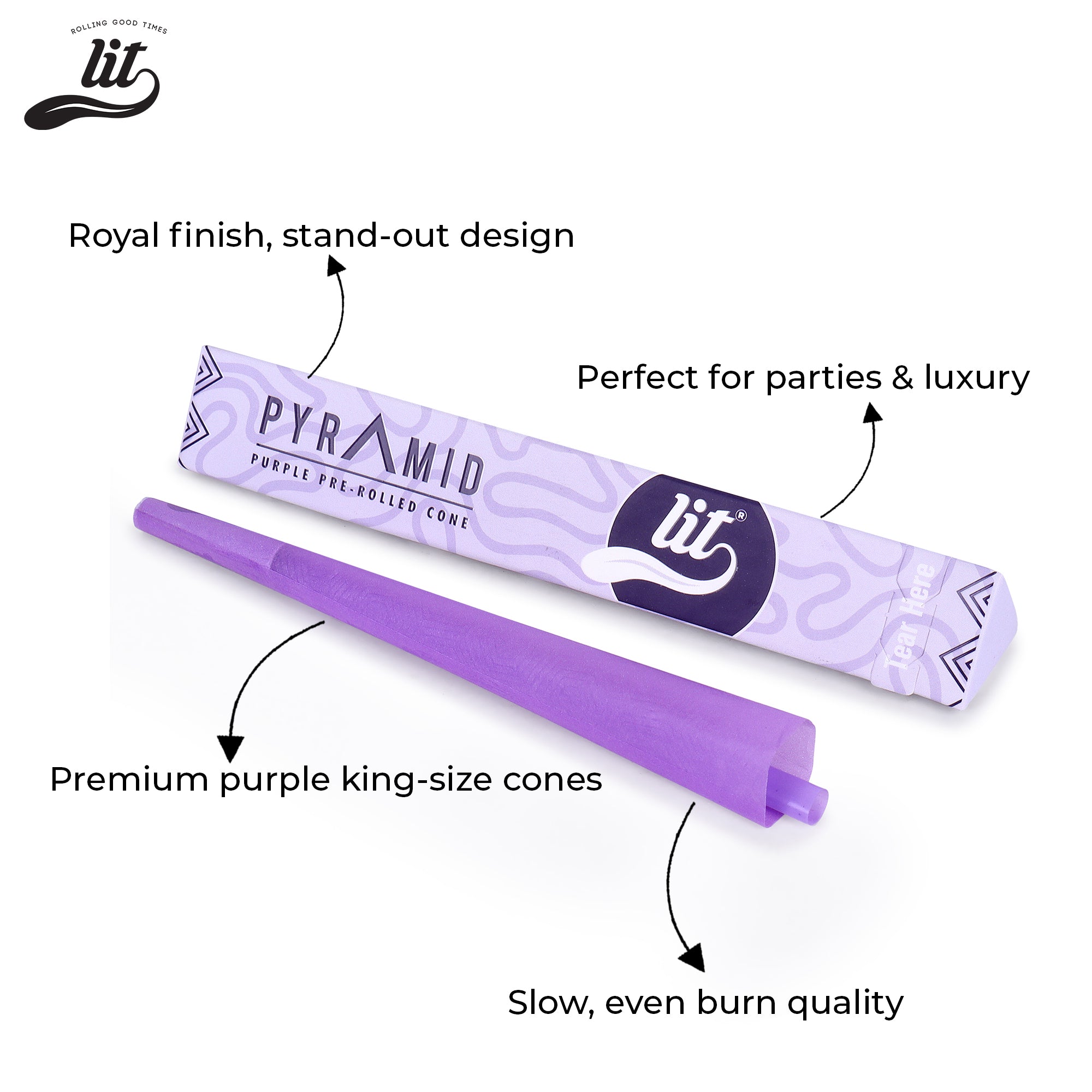 LIT PYRAMID PURPLE PRE ROLLED CONE