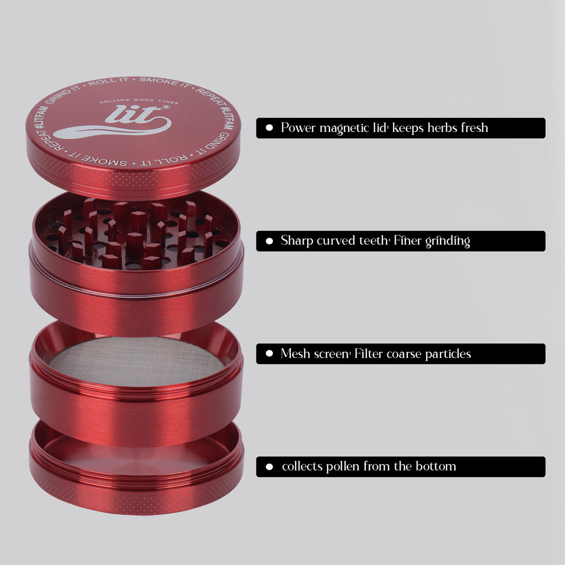 63MM RED METAL HERB GRINDER