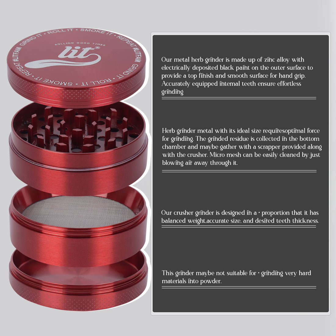 63MM RED METAL HERB GRINDER