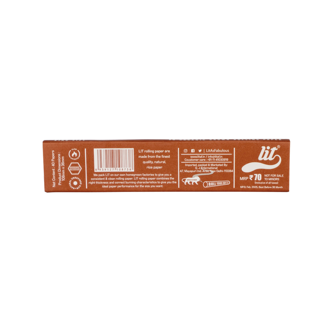 LIT THINS Booklet Each Pack 40 Rolling Paper Slim Rolling Paper(5 Booklets)