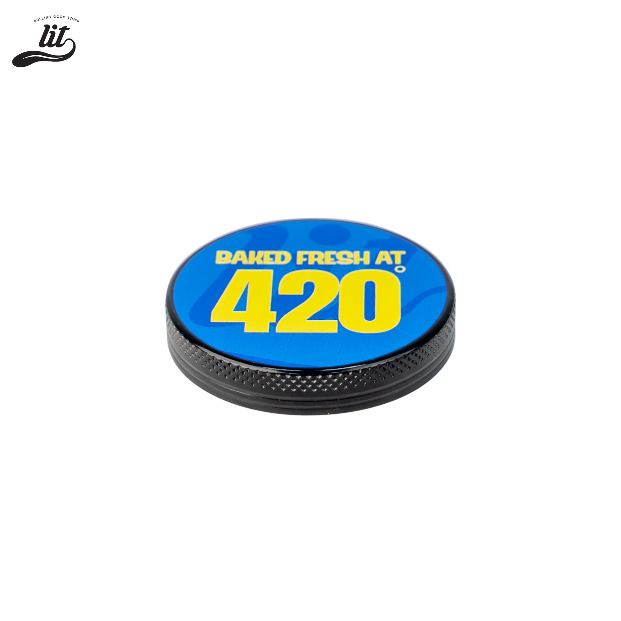 LIT Baked Fresh AT 420 Premium Metallic Herb Grinder (50mm) Herb Grinder | Herb Crusher | LITAF Accessories Black
