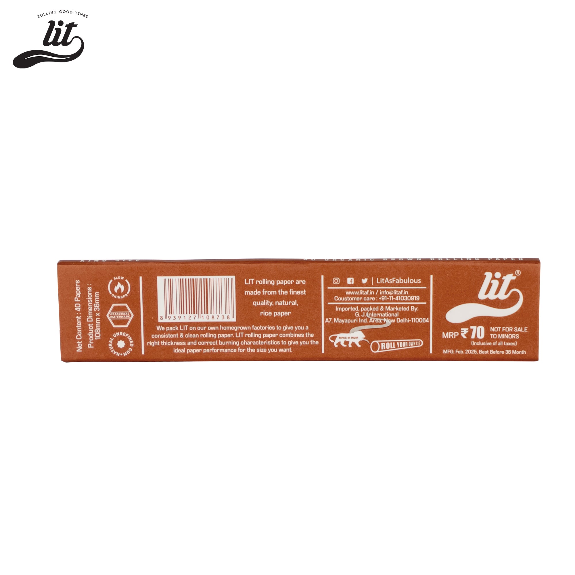 LIT THINS Booklet Each Pack 40 Rolling Paper Slim Rolling Paper(5 Booklets)