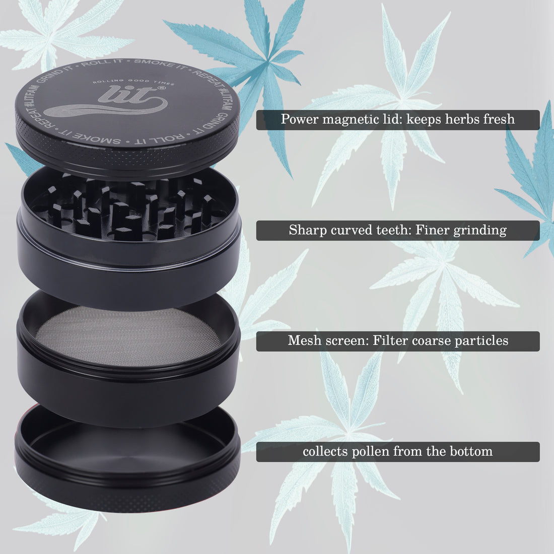 63MM BLACK METAL HERB GRINDER