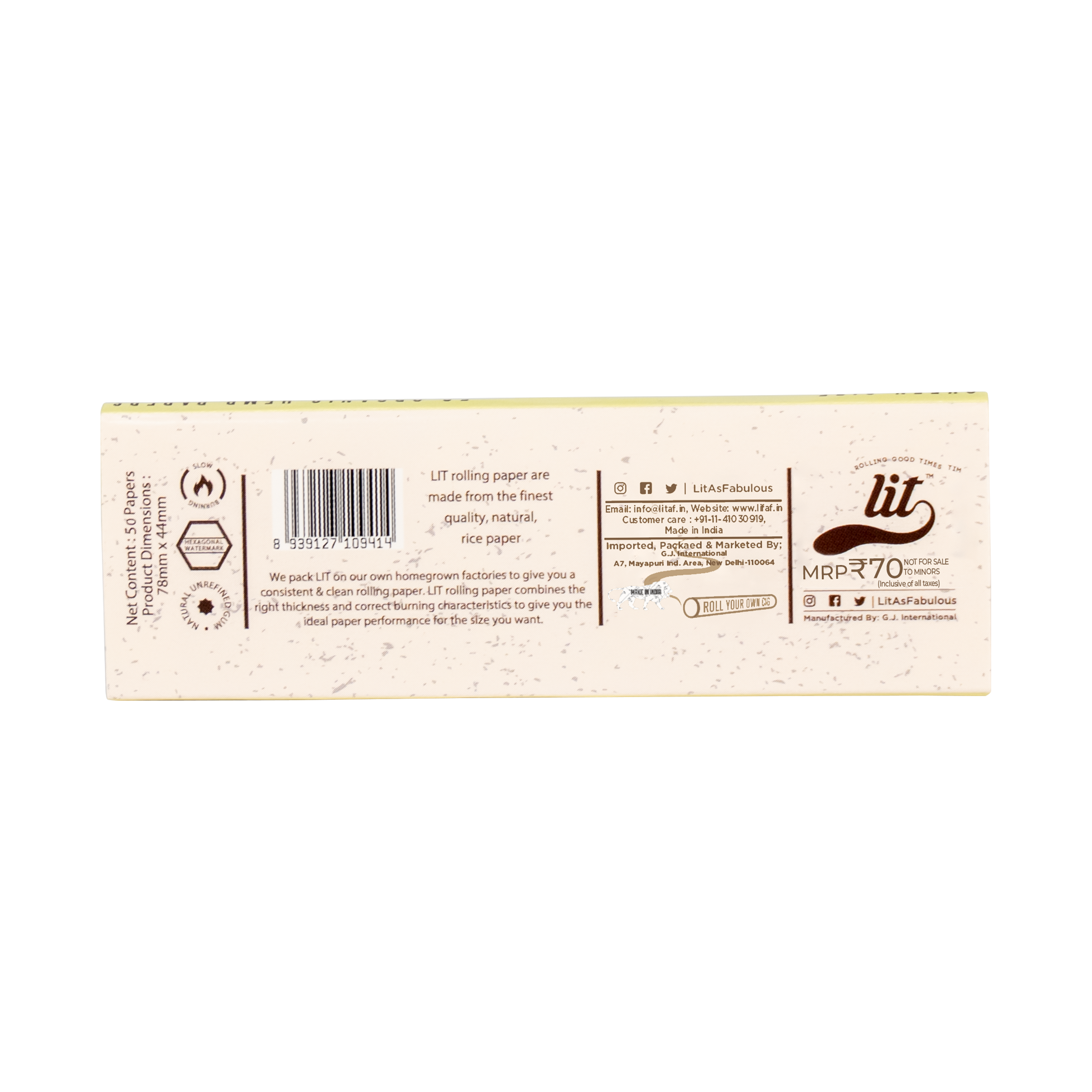 LIT MASTER PACK – Organic HEMP (Queen Size, 44mm x 77mm, 50 sheets)