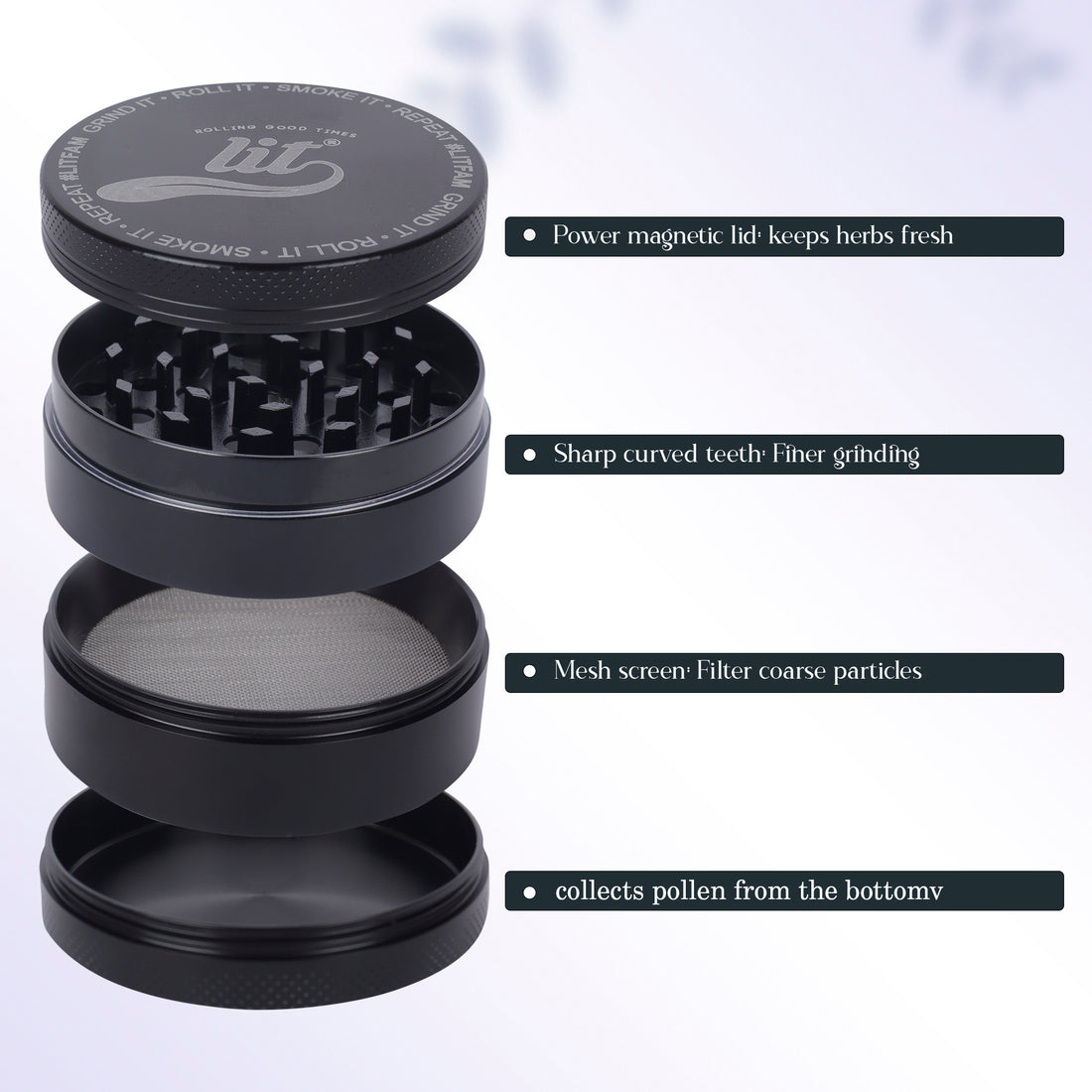 63MM BLACK METAL HERB GRINDER