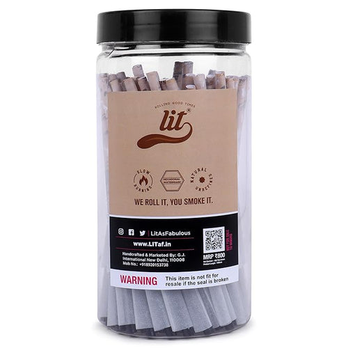 LIT Thins Organic white Pre-rolled Cones (109mm) King Size (Jar of 100 Cones)