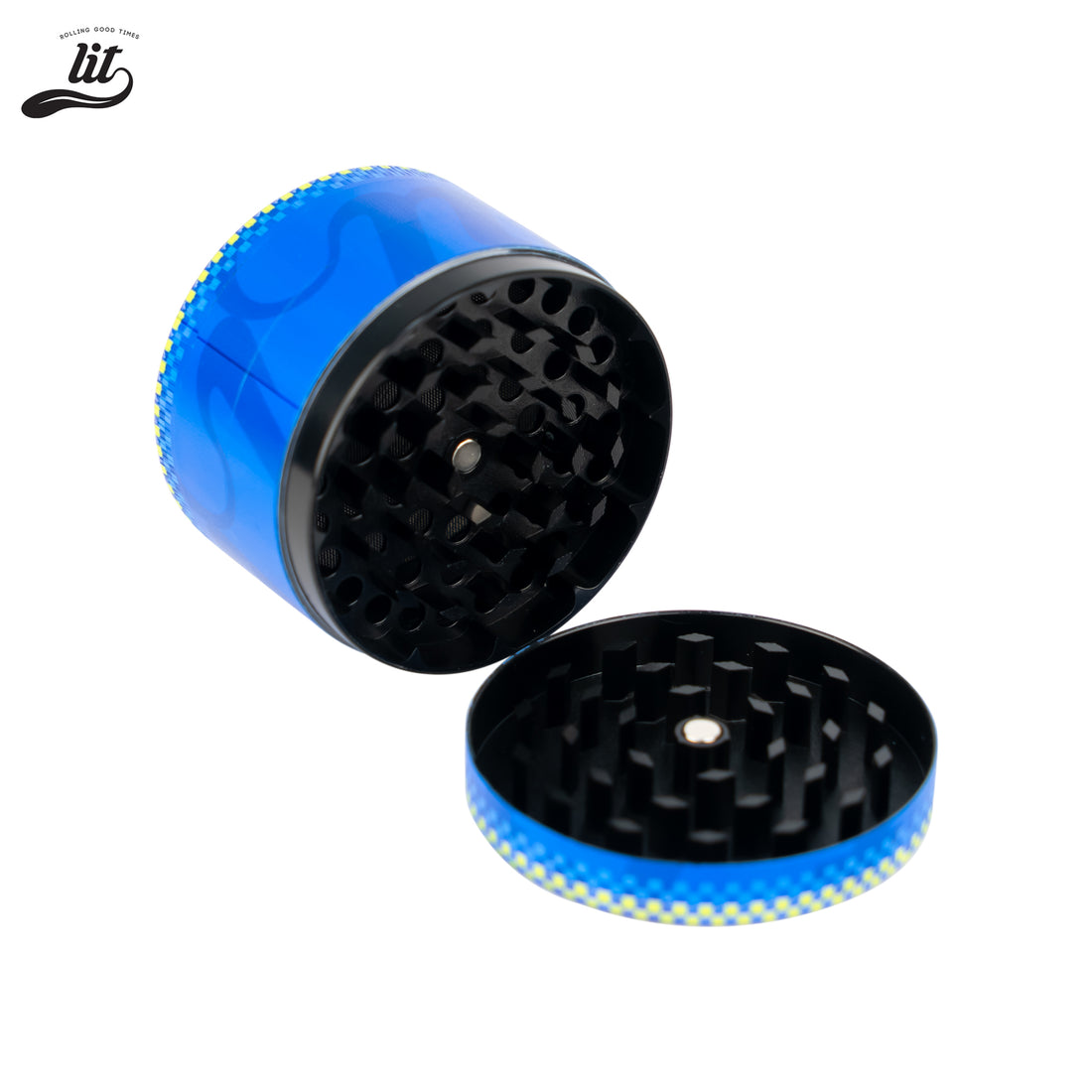 LIT Baked Fresh AT 420 Premium Metallic Herb Grinder (63mm) Herb Grinder | Herb Crusher | LITAF Accessories Blue