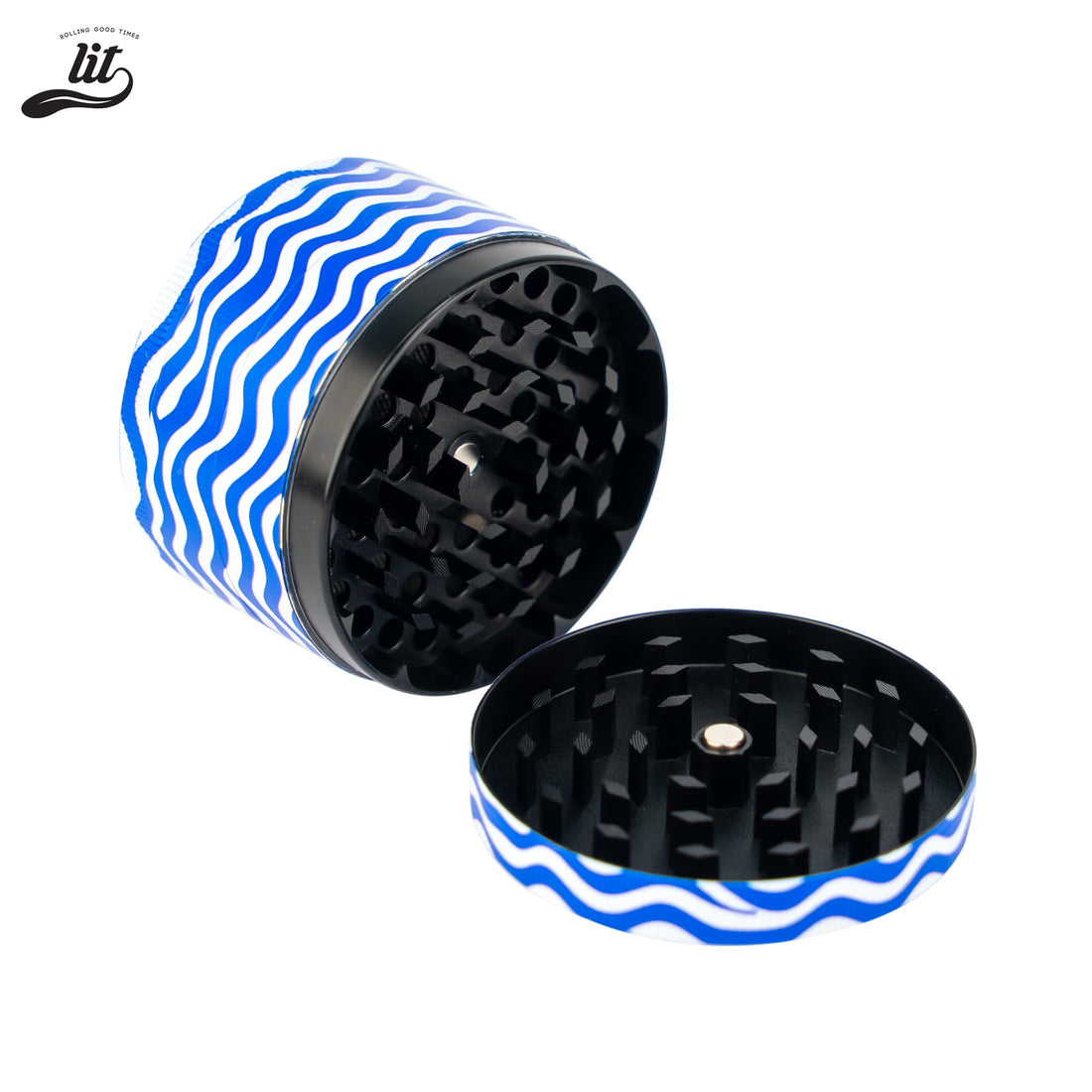 LIT I ROLL Better Than Cook Premium Metallic Herb Grinder (63mm) Herb Grinder | Herb Crusher | LITAF Accessories Blue & White