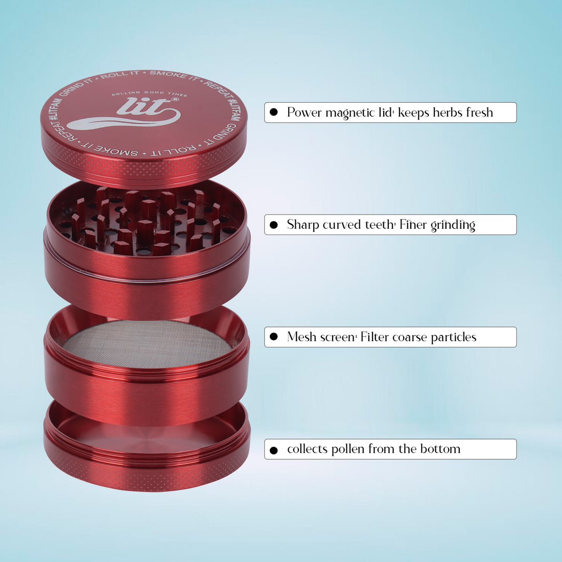 63MM RED METAL HERB GRINDER