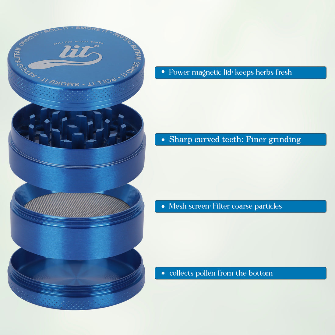 55MM BLUE METAL HERB GRINDER