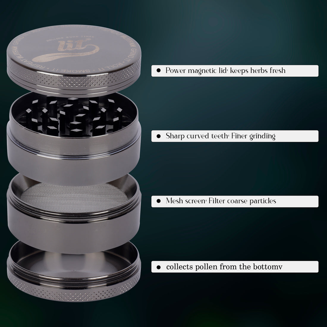 55MM GUN BLACK METAL HERB GRINDER