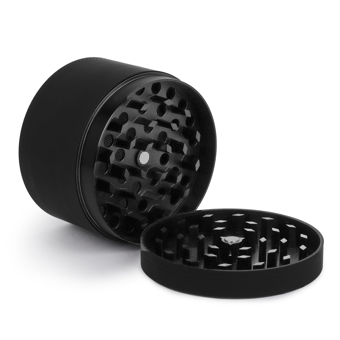 LIT HERB GRINDER WITH FILTER, LARGE 63MM, STAINLESS STEEL (BLACK)