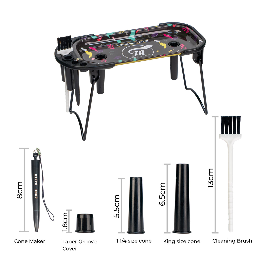 LIT CONE LOADER METAL ROLLING TRAY WITH STAND: