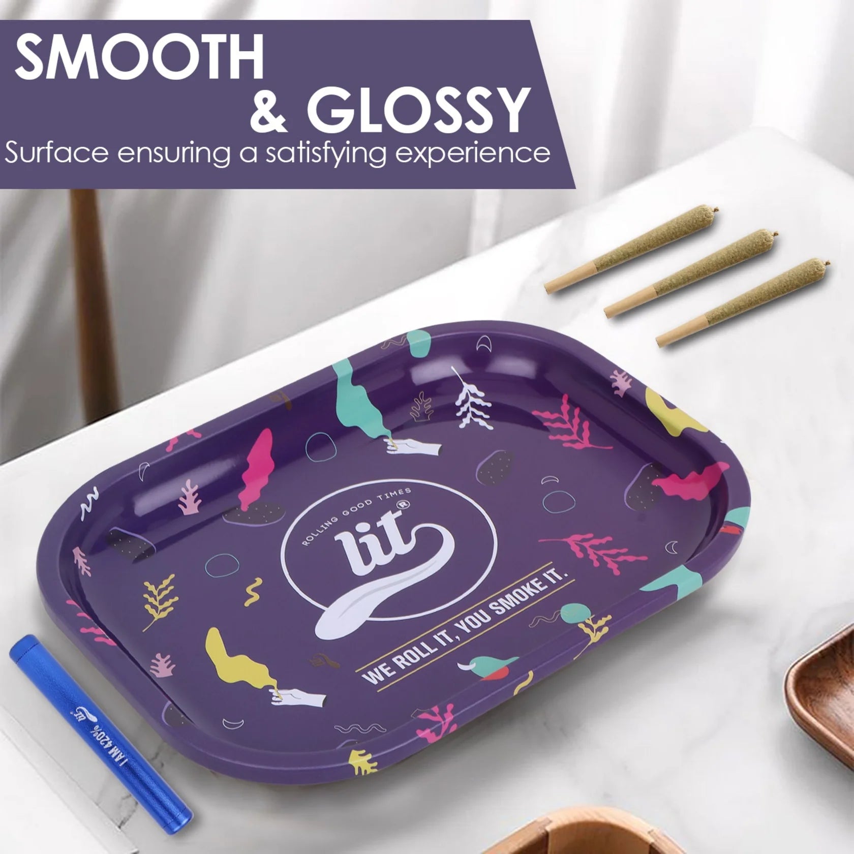 LIT METAL ROLLING TRAY